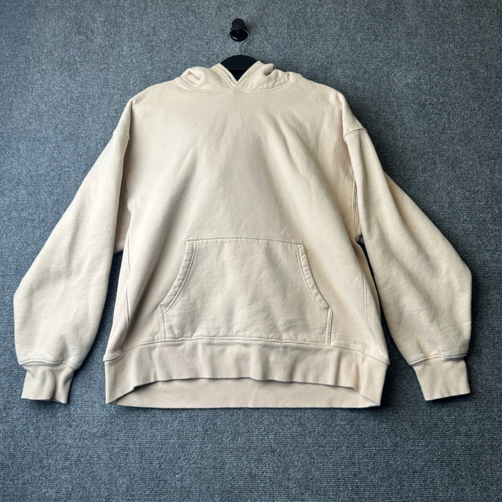 Aritzia Cozy Fleece Boyfriend Hoodie Womens Large Beige Pullover Sweatshirt